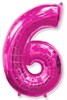 Фольгированный шар "большая цифра "6" розовая с гелием - фото 146085